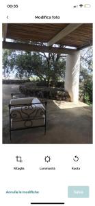 two pictures of a bench under a pergola at Intero Dammuso Pantesco in Pantelleria