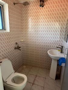 a bathroom with a toilet and a sink at Kijiji House Paje in Paje