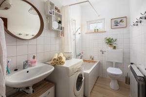 een badkamer met een wasmachine en een wastafel bij Holiday Home Vallis in Povlja +37 foto's