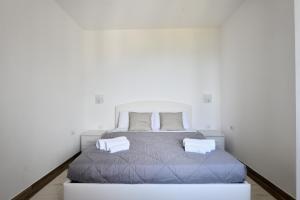 een slaapkamer met een bed met 2 kussens erop bij Casa Jerzu S'essia de su santu in Jerzu