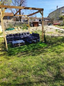 Vonkajšia záhrada v ubytovaní mobile home