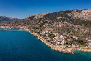 an aerial view of a small island in the water at Apartments Kricin 14 in Baška
