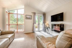 a living room with a couch and a television at Bay Tree Lodge 02 in Narberth