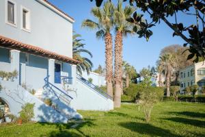 a palm tree in a yard next to a house at Golden Aura in Danilia