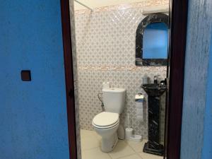 a bathroom with a white toilet and a sink at Birgits Bed & Bistro, Garage für Biker kostenlos in Meski +44 photos