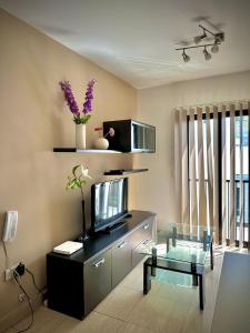 TV at/o entertainment center sa Dhalia Apartments - St. Julians