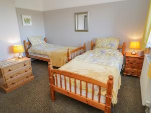1 Schlafzimmer mit 2 Einzelbetten und 2 Nachttischen in der Unterkunft Dulas in Llandudno Junction