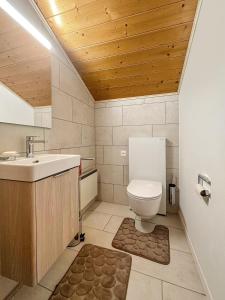 a bathroom with a toilet and a sink at Chalet le Basset - Keys to Paradise in the Alps in La Fouly