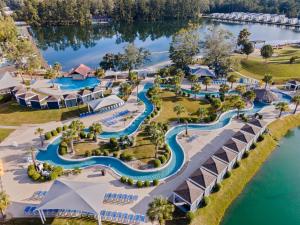 an aerial view of the water park at the resort at Sun Outdoors New Orleans North Shore in Robert