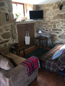 Carballedo的住宿－Casa rural Buxo Ribeira Sacra，带沙发和电视的客厅