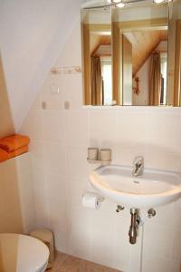 a bathroom with a sink and a toilet at Ferienzimmer Hämer in Prerow