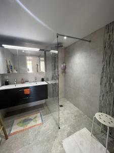 łazienka z prysznicem i umywalką w obiekcie Casa Vecchia w mieście Sainte-Lucie de Porto-Vecchio