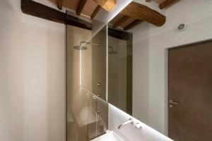 a bathroom with a shower and a mirror at Terra d'Ombra Bed&Breakfast in San Gimignano +50 photos