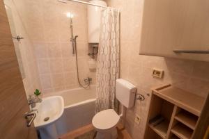 a bathroom with a toilet and a sink and a shower at House Silvija Pula in Šikići