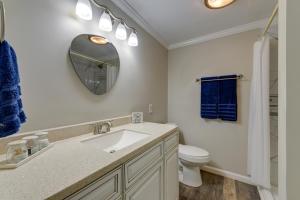 a bathroom with a sink and a toilet and a mirror at Pet-Friendly Lexington Vacation Rental on Lake! in Lexington +33 photos