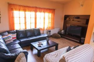 a living room with a couch and a tv at Casa Martina in Alexandroupoli