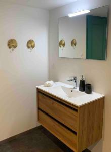 a bathroom with a sink and a mirror at Le Perchoir- Grand Valtin 6 pers in Ban-sur-Meurthe-Clefcy