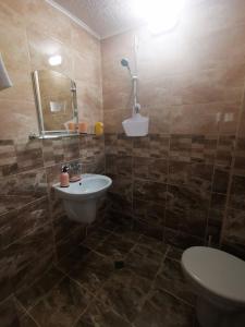 uma casa de banho com um lavatório e um WC em DAMARIS em Sozopol