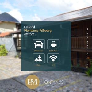 Hotel Montanus في نوفا فريبورغو: لافته امام بيت عليه رموز
