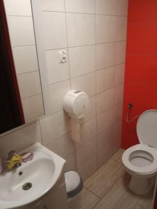 a bathroom with a toilet and a sink at U Stasia in Uścimów