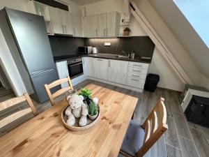 Kuchyň nebo kuchyňský kout v ubytování Apartmány Monastery Suites Žireč