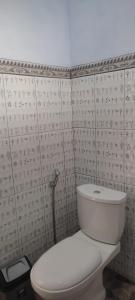 a bathroom with a white toilet in a room at KOPIKUIN bromo homestay in Probolinggo