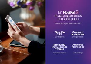 un folleto para un evento con una mujer usando un celular en Loft Roma Norte en Ciudad de México