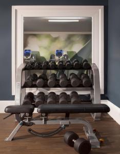a rack of dumbbells in a fireplace at Pier House Resort & Spa in Key West