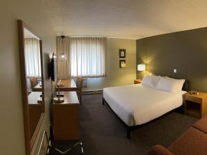 a hotel room with a bed and a television at Heritage Inn Hotel & Convention Centre - Cranbrook in Cranbrook