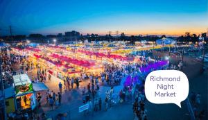 a large crowd of people at a night market at YVR Vickie’s Bed and Breakfast in Richmond