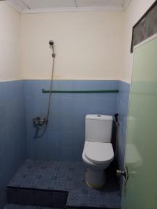 a bathroom with a toilet and a shower at Vina Vira Hotel in Hagu