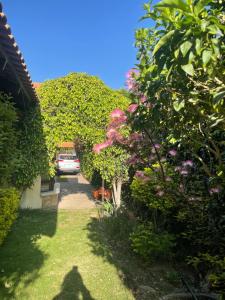 a garden with a car parked in a driveway at Apartamento Standard in Cochabamba