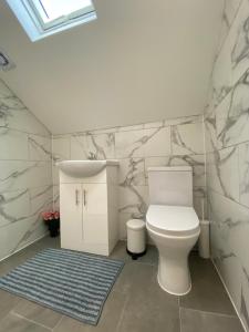 a bathroom with a toilet and a sink at STUNNING 1 BEDROOM FLAT IN WOOD GREEN in London