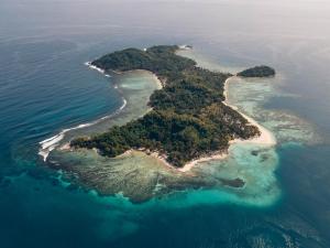 an island in the ocean with trees and water at Isla - The Island Experience in El Nido
