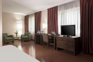 Habitación de hotel con cama y TV en NH Mendoza Cordillera en Mendoza