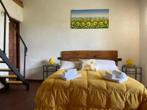 una camera da letto con un letto e due asciugamani di AgriHouse Orvieto a Morrano