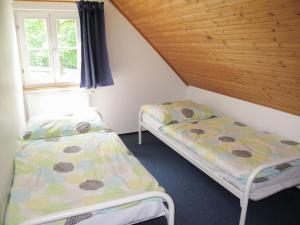 Duas camas num pequeno quarto com uma janela em Holiday Home Holiday Hill by Interhome em Cerný Dul