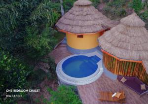 an aerial view of a gazebo and a pool at Tea Cabins in Ella