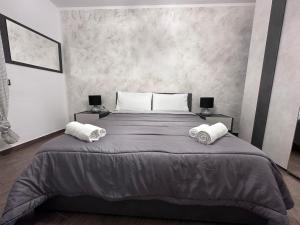 1 dormitorio con 1 cama grande y 2 almohadas en Rena Bianca Apartment, en Porto Torres