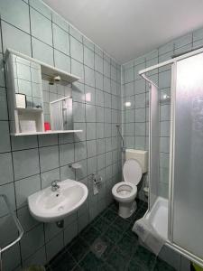 默主歌耶的住宿－Maća i Ante Pavlović，浴室配有卫生间、盥洗盆和淋浴。
