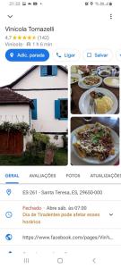a collage of photos of a plate of food at Recanto dos Amigos in Santa Teresa