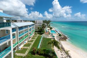 an aerial view of the beach and the ocean at Rostrevor Hotel in Christ Church