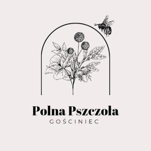 un logotipo para una empresa de cosméticos con una flor y una abeja en Gościniec Polna Pszczoła, en Zabór