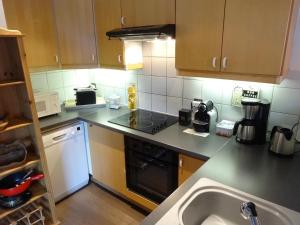 a kitchen with a sink and a stove top oven at Les Terrasses des Glaciers - Appartement 2 in Chamonix