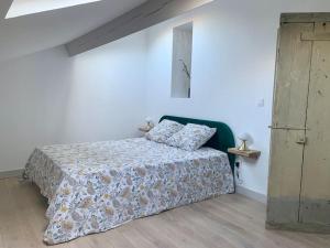 ein Schlafzimmer mit einem Bett in einem weißen Zimmer in der Unterkunft Appartement rénové de caractère/ parking privé in Saint-Rémy-de-Provence