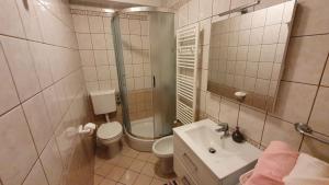 a bathroom with a sink and a toilet and a shower at Apartment Nevenka in Krk +17 photos