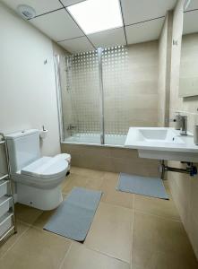 een badkamer met een toilet, een wastafel en een douche bij Dunas de Marivilla by Spain2home in Torrox