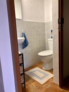 uma casa de banho com um WC e um lavatório em Casa Cueva - L&L em Santa Cruz de Tenerife