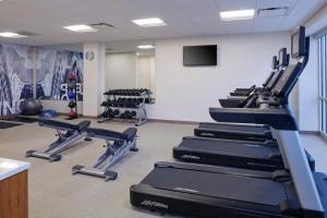 a gym with several treadmills and cardio equipment at SpringHill Suites by Marriott Detroit Wixom in Wixom