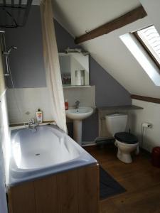 a bathroom with a bath tub and a toilet at Mer&Campagne Wimille in Wimille